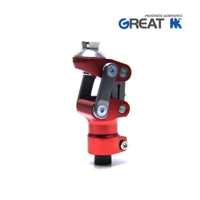 Red Color  Max Load 99lbs Children Four Bar Knee Joint With Tube Clamp