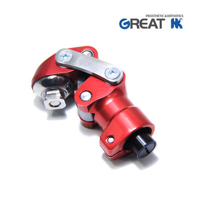 Red Color  Max Load 99lbs Children Four Bar Knee Joint With Tube Clamp